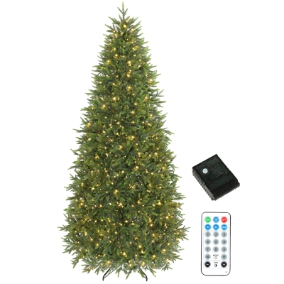 HOMCOM 7.5ft Prelit Christmas Tree, Dual-Color LED, Remote