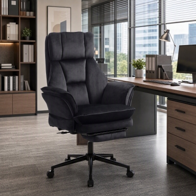 HOMCOM wide-seat Office Chair with Footrest, 396 lbs Reclining Computer Desk Chair with High Back, Flip-up Armrests, Black
