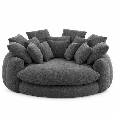 Snuggly Bean Bag Sofa with Chenille Upholstery and 14 Pillows, Modern Chaise Lounge for Living Room Bedroom, 71.5'' L x 65.5"W x 30.5" H, Grey
