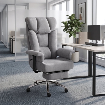 HOMCOM 550lbs Big and Tall Office Chair, Heavy Duty Executive Desk Chair with Adjustable Padded Armrests and High Back, Grey
