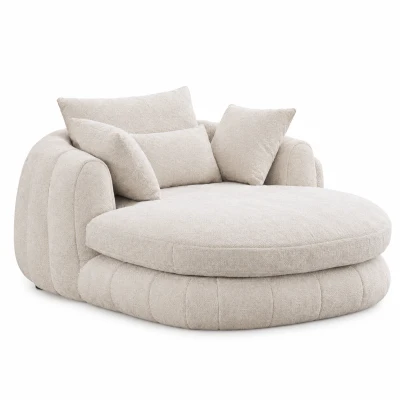 Oversized Chaise Lounge Chair with Deep Seat and Chenille, Soft Reading Sofa with Extra Pillows and No Assembly, 72.5'' L x 57" W x 23" H, Beige