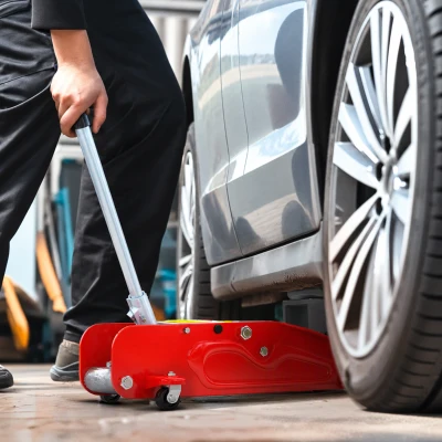 HOMCOM 2 Ton Low Profile Heavy Duty Steel Floor Jack, Red