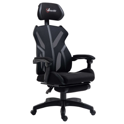 Vinsetto Work Chair, Ergonomic Computer Chair with Footrest, Headrest, Recliner Swivel Seat with Adjustable Height, Black