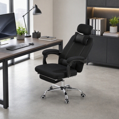 Vinsetto Ergonomic Executive High Back Office Chair with Footrest, Lumbar Support, Black