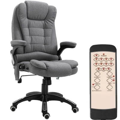 Vinsetto Executive Office Chair, High Back Ergonomic Chair with 6-Point Vibration, 130° Reclining Back, Adjustable Height, Grey