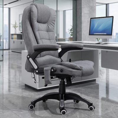 Vinsetto Executive Office Chair, High Back Ergonomic Chair with 6-Point Vibration, 130° Reclining Back, Adjustable Height, Grey