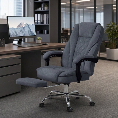 Vinsetto Massage Office Chair, Reclining Computer Chair with Adjustable Height and Footrest, Dark Grey