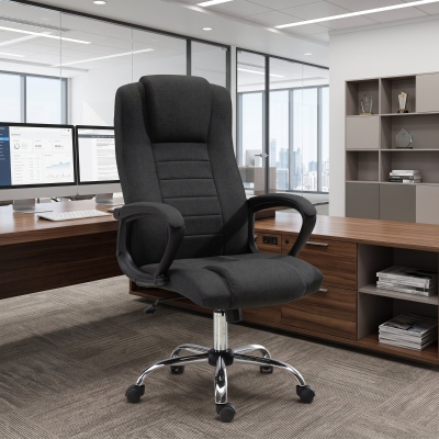 Vinsetto High Back Office Chair, Height Adjustable Computer Desk Chair with Swivel Wheels and Tilt Function, Charcoal Grey