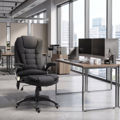 Vinsetto Ergonomic Office Chair Large Leather Massage Executive High Back Reclining Swivel Wheels Black