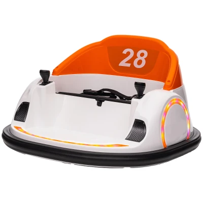 Qaba 12V Bumper Car for Toddlers, Ride On Car with 360 Degree Remote Control, Lights Music Horn, for 1.5-5 Years, Orange
