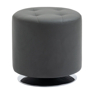 HOMCOM 360° Swivel Foot Stool Round PU Ottoman w/ Thick Padding and Solid Steel Base