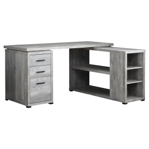 Monarch 60" Rustic L-Shaped Reclaimed Wood-look Office Computer Desk - Grey