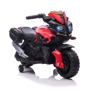 AOSOM Kids Electric Pedal Motorcycle Ride-On Toy, Battery Powered, 6V with Horn & Headlights, Training Wheels & Realistic Sounds - Red