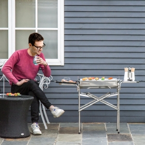 Outsunny Outdoor BBQ Grill Portable Kebab Barbecue Charcoal Stainless Steel Smoker Camping Cooking