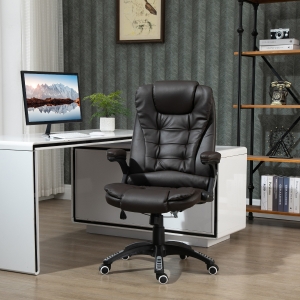 Vinsetto Executive Home Office Chair High Back Ergonomic PU Leather Computer Chair, with Swivel Wheels, Arm, Adjustable Height, Brown