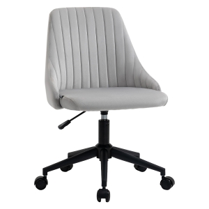Vinsetto Mid-Back Swivel Office Velvet Fabric Scallop Shape Computer Desk Chair, Grey