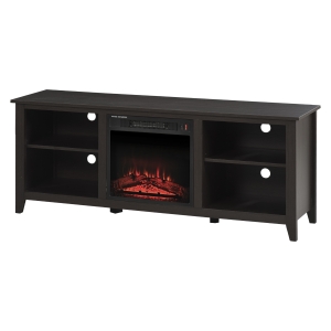 HOMCOM 2-IN-1 Design TV Stand and Electric Fireplace with 4 Cable Management, LED Flame, Fits for 65'' TV - Dark Coffee