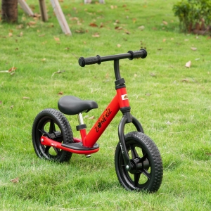 Qaba 12" Kids Balance Bike No Pedal Bicycle Adjustable Seat and Handlebar Training Toddler Bike 3 - 5 Years Red
