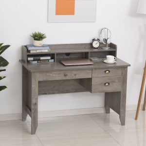 HOMCOM Computer Desk with Drawer,Storage Hutch,Home Office Writing Table Study Workstation, 47.25''x21.75''x36.25'', Grey