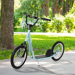Qaba Youth Kids Scooter Height Adjustable Inflatable Tires Teens Ride On Toy For 5+