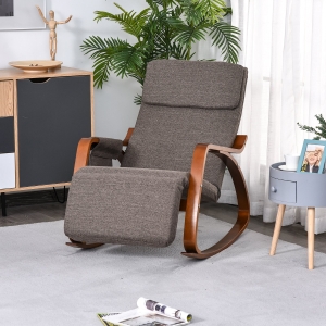 HOMCOM Linen Touch Adjustable Rocking Chair Pad Cushion with Side Pocket