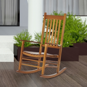 Outsunny Wooden Rocking Chair Porch Rocker Balcony Deck Outdoor Garden Seat Living Room