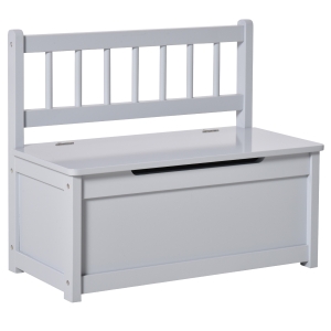 Qaba Kids 2-in-1 Wooden Toy Storage Box Seat Bench Storage Chest w/ Pneumatic Rod