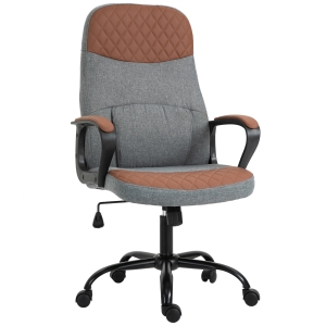 Vinsetto Executive Ergonomic Home Office Chair with USB Power 360 Wheels Brown and Grey