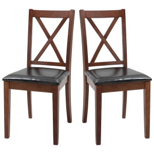 HOMCOM High Back Dining Chairs Set of 2 with PU Leather Upholstry and Cross Back Design, Black