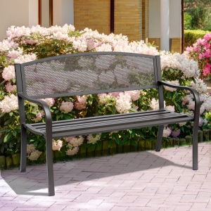 Outsunny 50" Patio Porch Loveseat Outdoor Garden Bench Brown