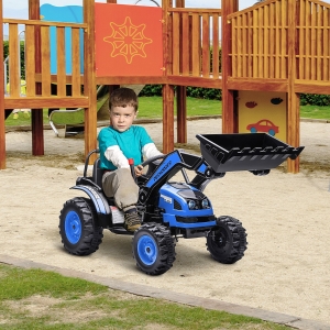 Aosom Kids Digger Ride On Excavator 6V Battery Powered Dual-Motor Construction Tractor Music Headlight Moving Forward Backward Gear for 3-5 years old Blue