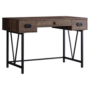 Monarch 48" Contemporary Industrial Reclaimed Wood-Look and Metal Writing Desk - Brown / Black Metal