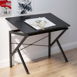 HOMCOM Height Adjustable Drawing and Drafting Table Tiltable Tabletop Black