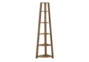 Monarch 72" Contemporary 5-Shelf Wood Grain-Look Corner Accent Display Bookcase - Walnut Finish