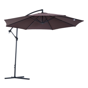 Outsunny 10' Cantilever Hanging Tilt Offset Patio Umbrella with Stand - Brown