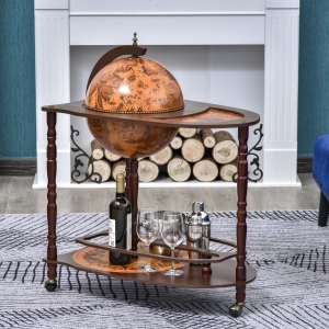HOMCOM Globe Retro Style Mobile Mini Bar Drink Cabinet Wine Alcohol Beverage Trolley