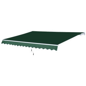 Outsunny 12' x 8' Outdoor Patio Manual Retractable Exterior Window Awning - Green