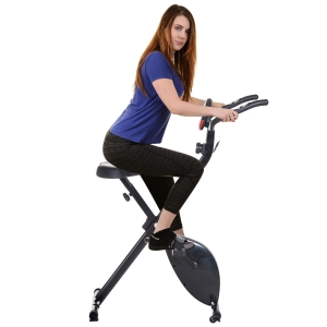 Soozier Foldable Exercise Bike Upright Fitness Bike 8-Level Resistance Cardio Workout