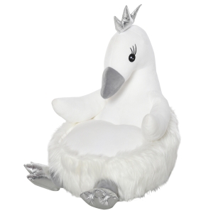 Qaba Animal Kids Sofa Chair Cartoon Cute Swan Stuffed with Armrest Flannel PP Cotton 22" x 16.5" x 22" White