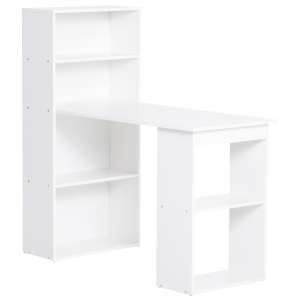 HOMCOM 47" Modern Computer Desk with Bookshelf Office Compact Computer Crafting Hobby Desk Bookcase - White