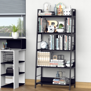 HOMCOM Wood Bookcase 5-Tier Wide Bookshelf Shelving Storage Furniture Home (Black)