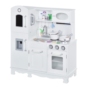 Qaba Large Kids Kitchen Playset With Telephone, Water Dispenser Simulation Cooking Set