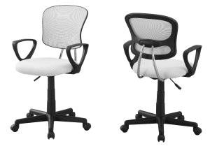 Monarch Ergonomic Swivelling Juvenile Curved Mid Back Office Chair - White / Black