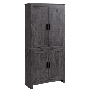 HOMCOM 64" 4-Door Kitchen Pantry, Freestanding Storage Cabinet with 3 Adjustable Shelves for Kitchen, Dining or Living Room, Grey