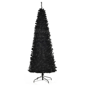 HOMCOM 7ft Unlit Artificial Christmas Tree Slim Douglas Fir with Realistic Branches, Halloween Tree with 818 Tips, Black