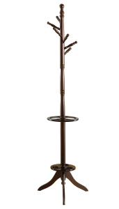 Monarch 71" 6-Hook Wooden Coat Tree Hanger Rack with Umbrella Holder - Cappuccino Brown Finish