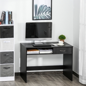 HOMCOM Modern Wooden Computer Study Desk with Drawer & Storage Shelf Home Office