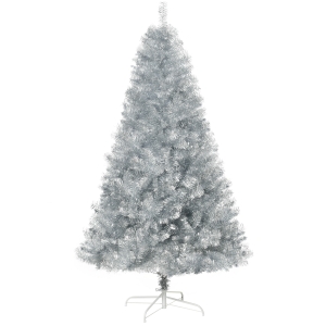 HOMCOM 6ft Artificial Christmas Tree Full Pine Holiday Home Decoration w/ Stand, Silver