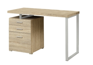 Monarch 48" Contemporary Wood-look and Metal Computer Writing Desk - Natural / Silver Metal