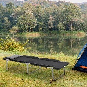 Outsunny Folding Camping Cot Sleeping Beds for adults Office Outdoor Hiking Portable Black